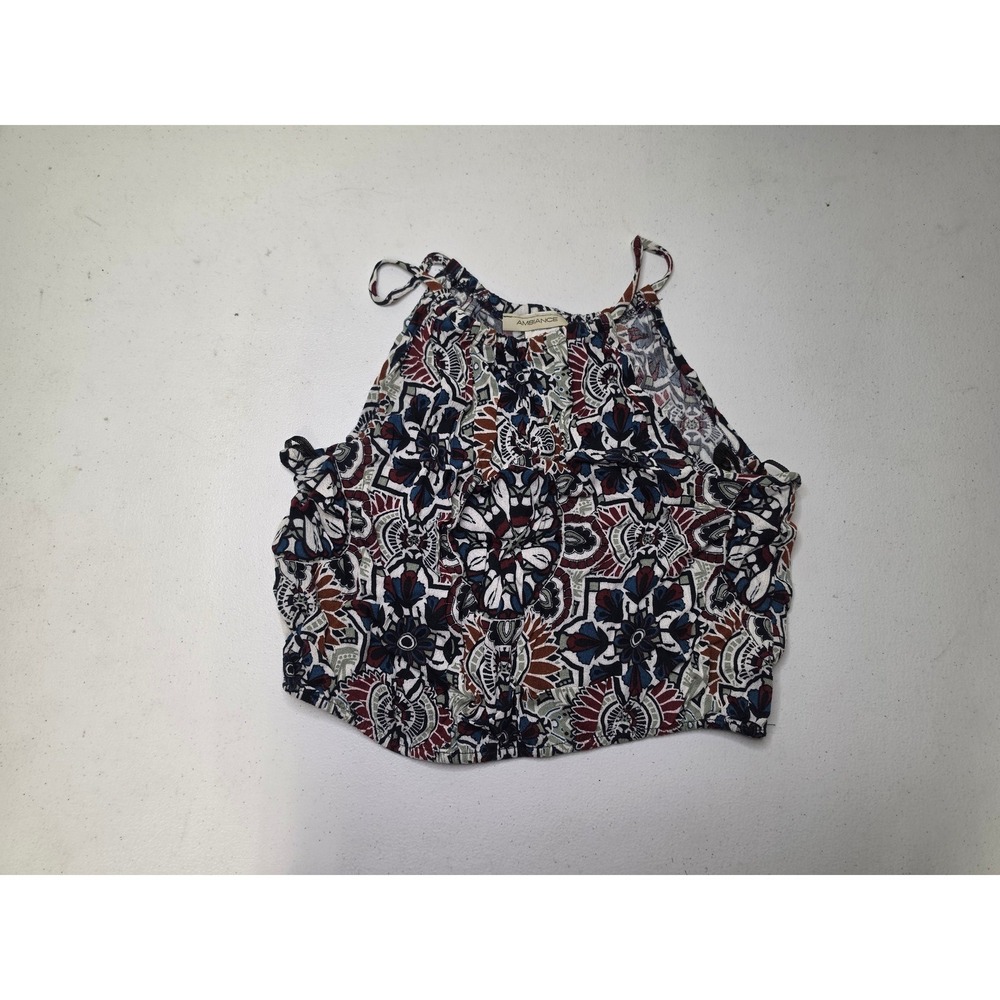 Ambiance Women Multi Color Floral Geometric Crop Top High Neck Cami Size M